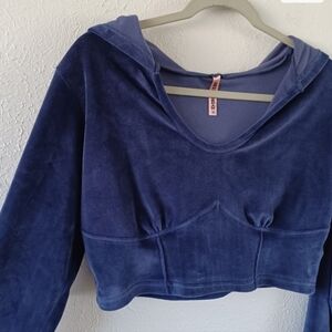 Emme Jordan Velvet Cropped Hoodie